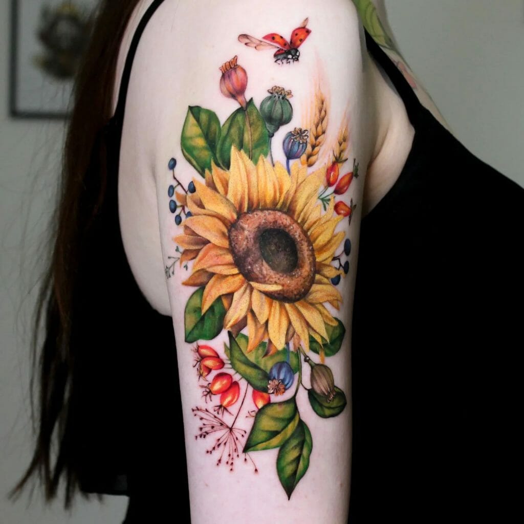Shoulder Sunflower Tattoo 