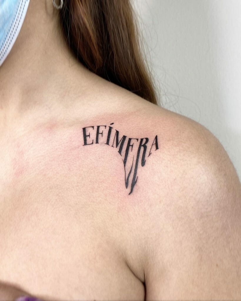 Shoulder Tattoo in Gothic Fonts