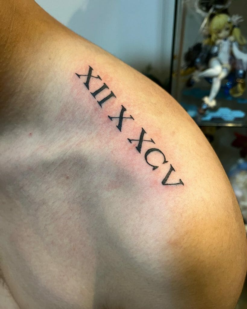 Shoulder Tattoo with Roman Numerals ideas