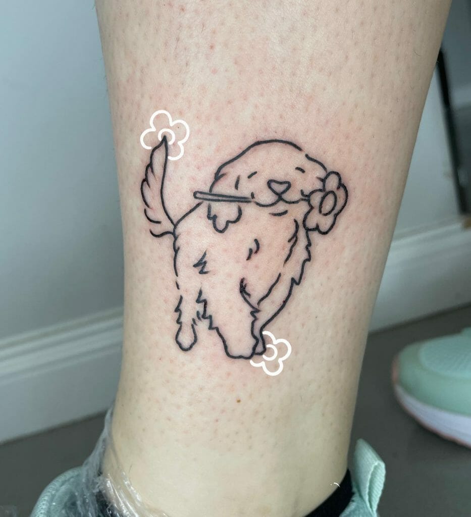 Simple Dog Outline Tattoo
