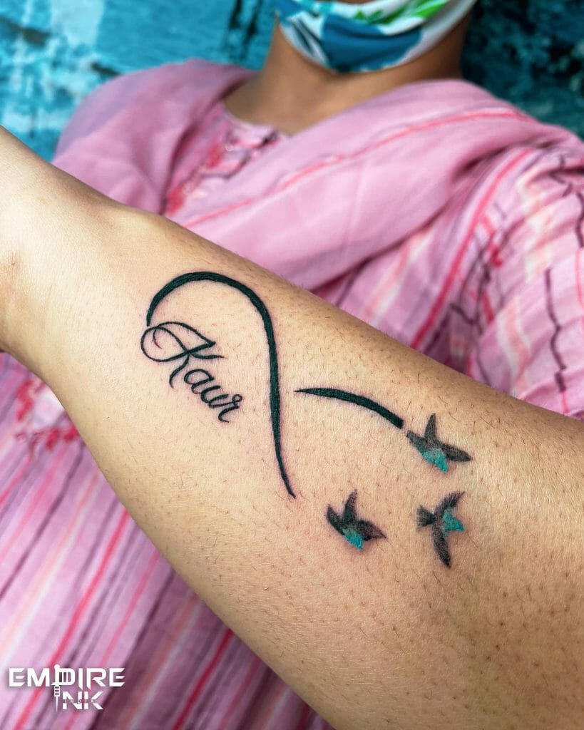 Simple Infinity Sign With Name Tattoo