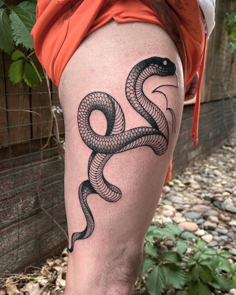 Simple Snake Tattoo On Legs
