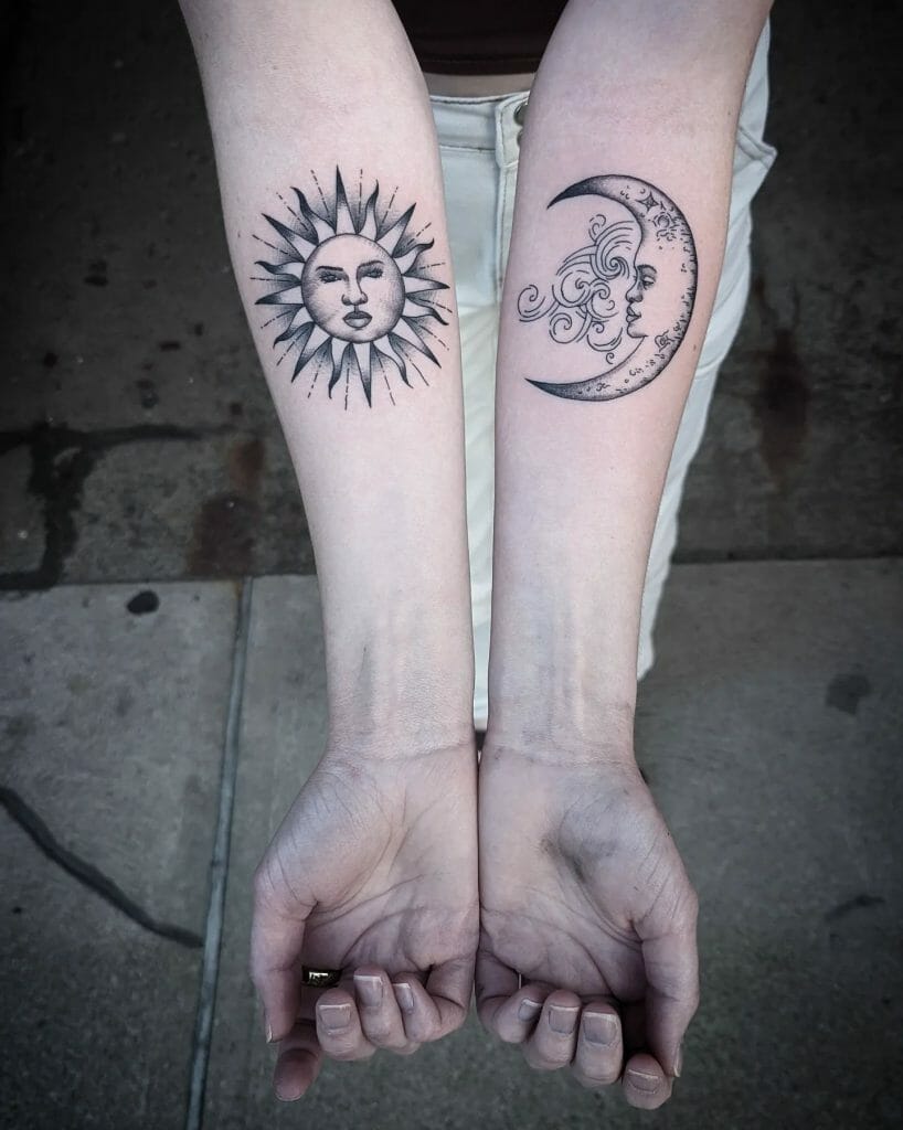 Simple Sun & Moon Tattoo