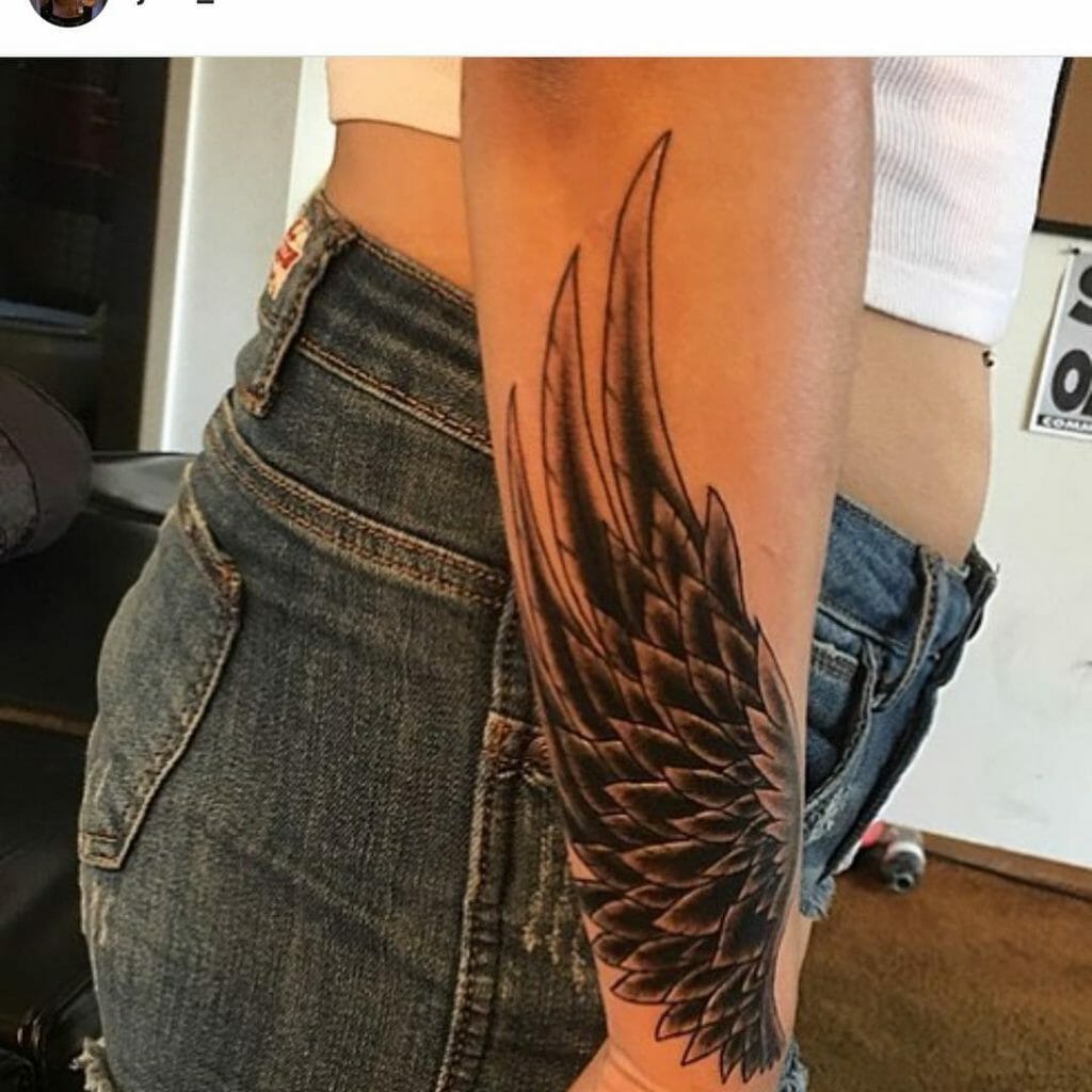 Single Wing Angel Wrist Tattoos