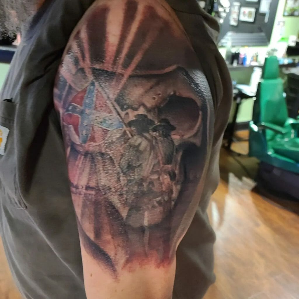 Skull And Rebel Flag Tattoo