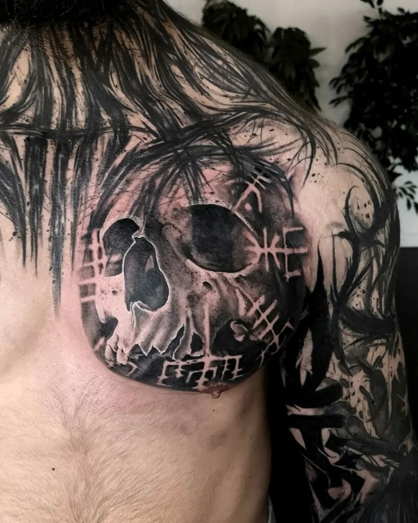 Skull Chest Tattoo Design