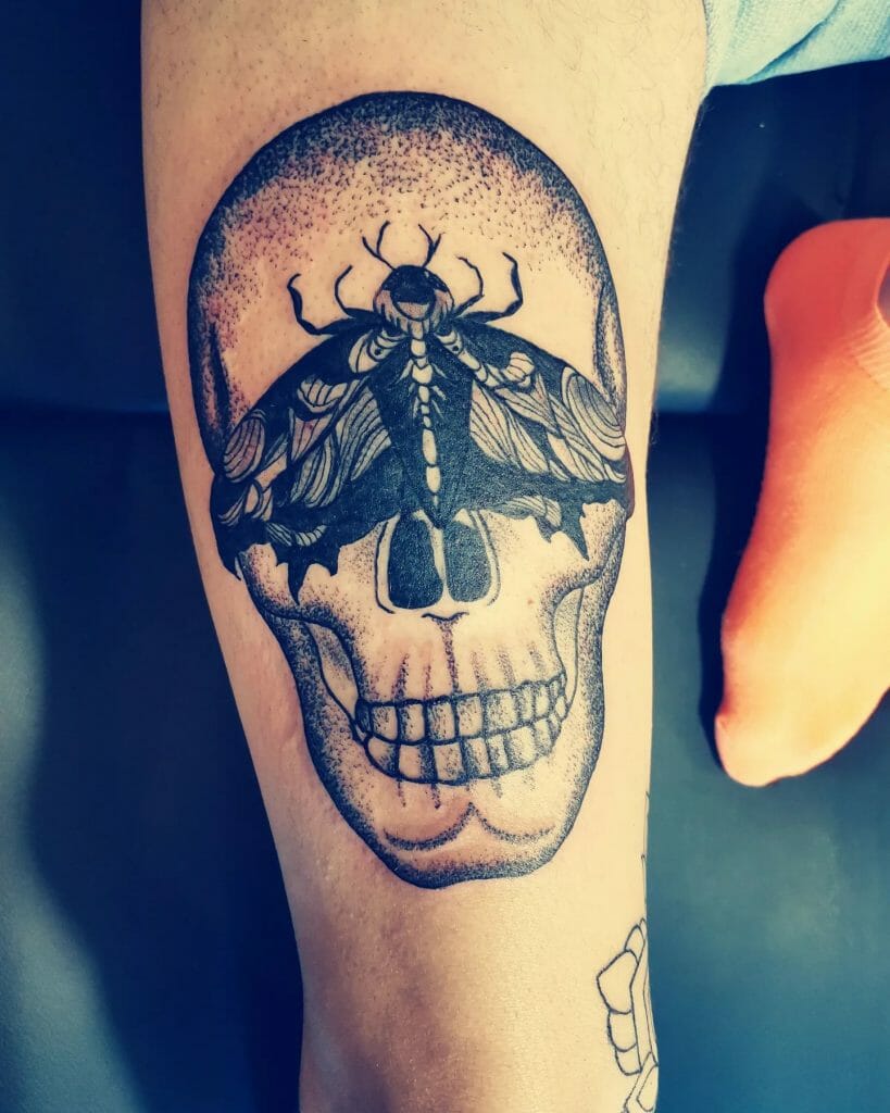 Skull With Butterfly Tattoo