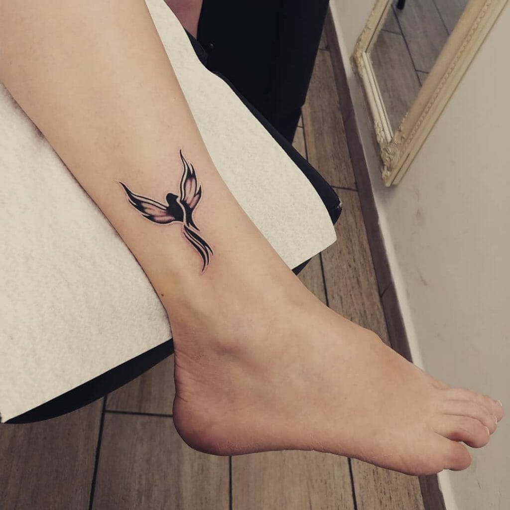 Small Ankle Phoenix Tattoo