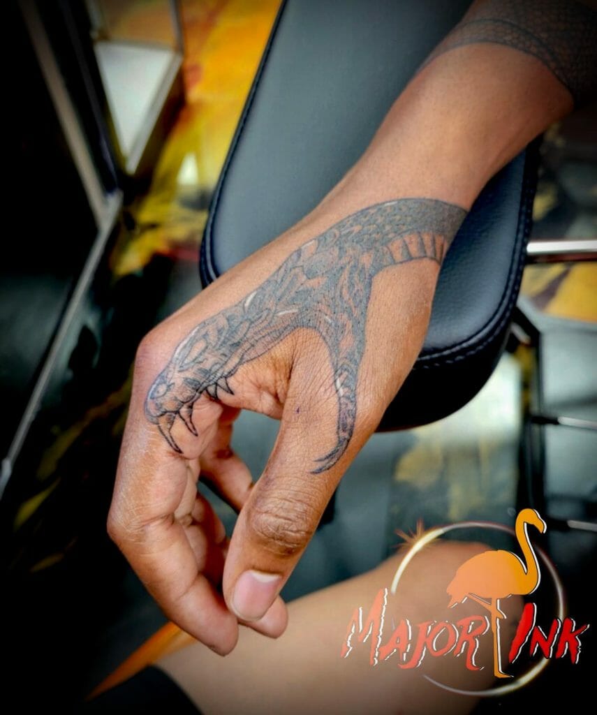 Snake Head Finger Tattoo
