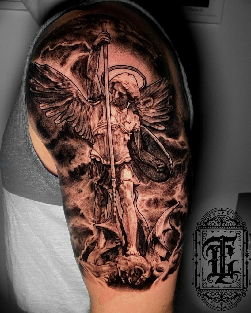 St Michael Upper Arm Tattoo