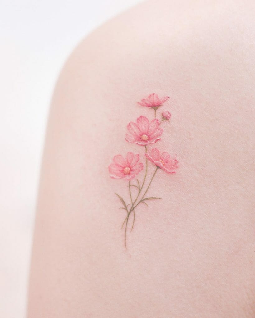 Stunning And Beautiful Cosmos October Birth Flower Tattoo Ideas