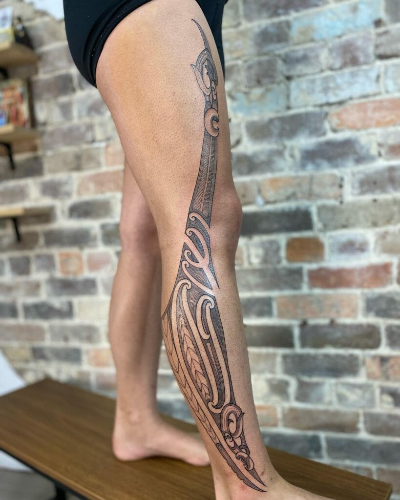 Stunning Leg Ta Moko Tattoo