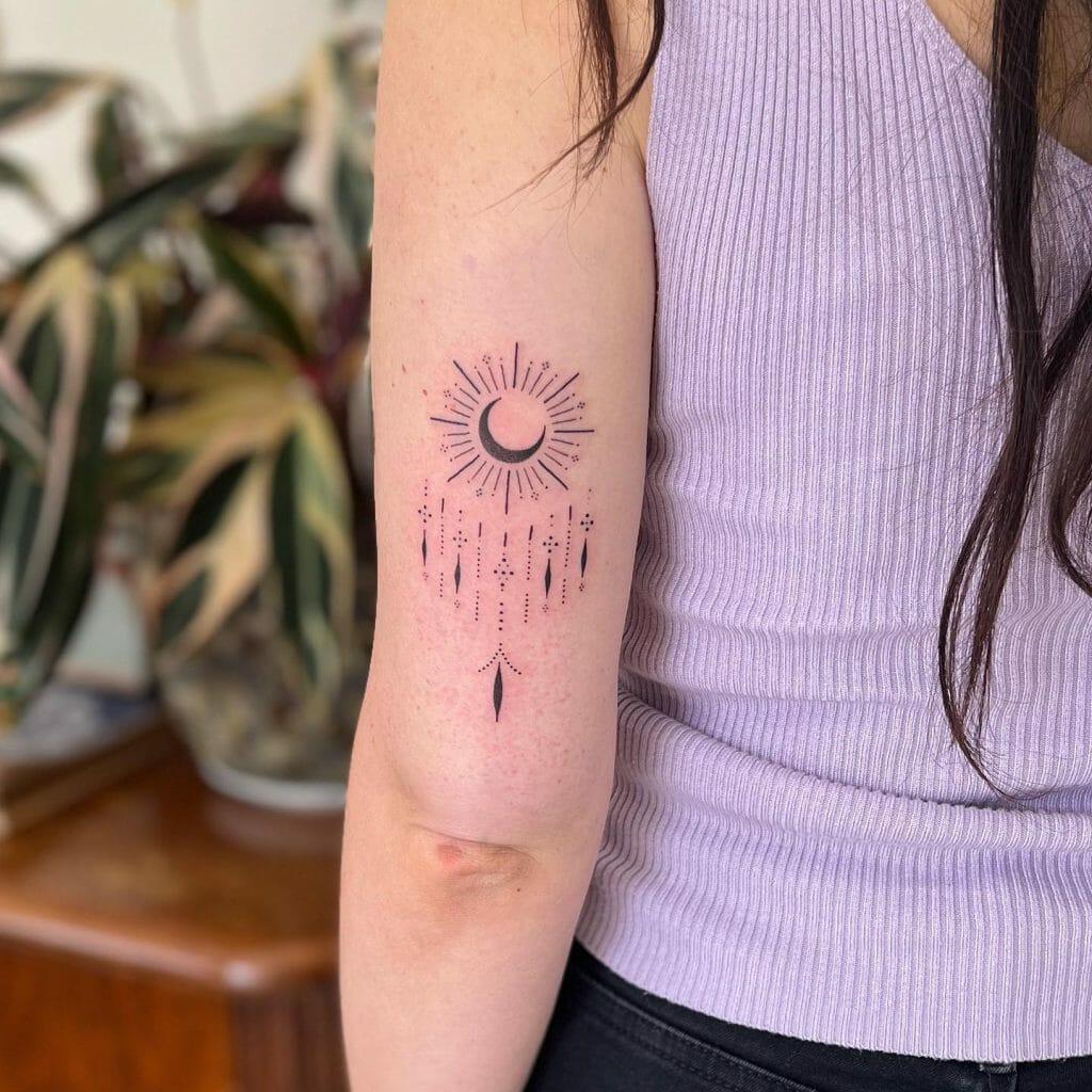 Sun & Moon Linework Tattoo