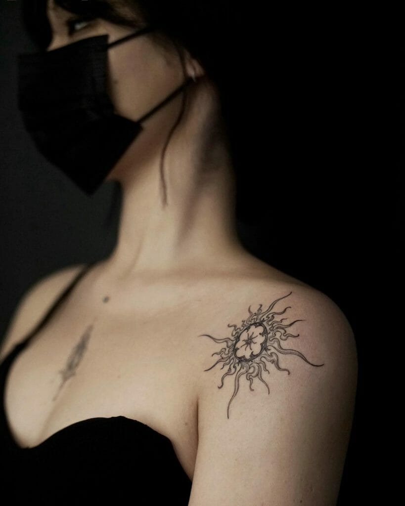 Sun Shoulder Tattoo