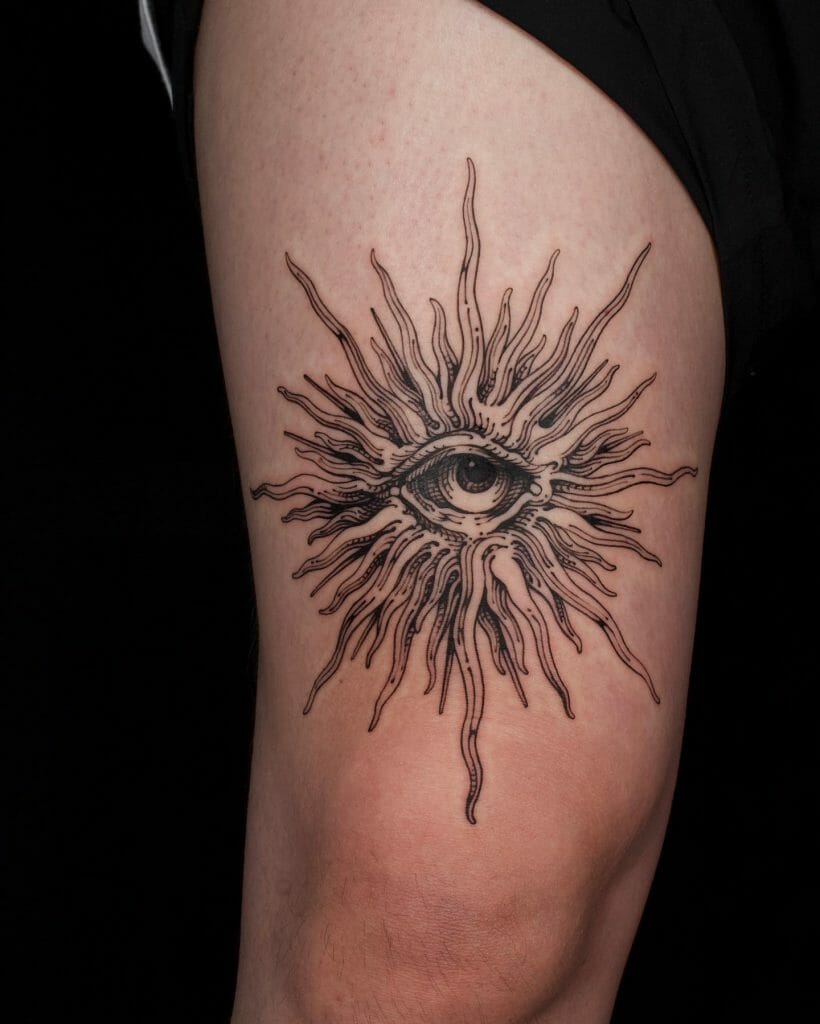Sun Tattoo Design With Eye