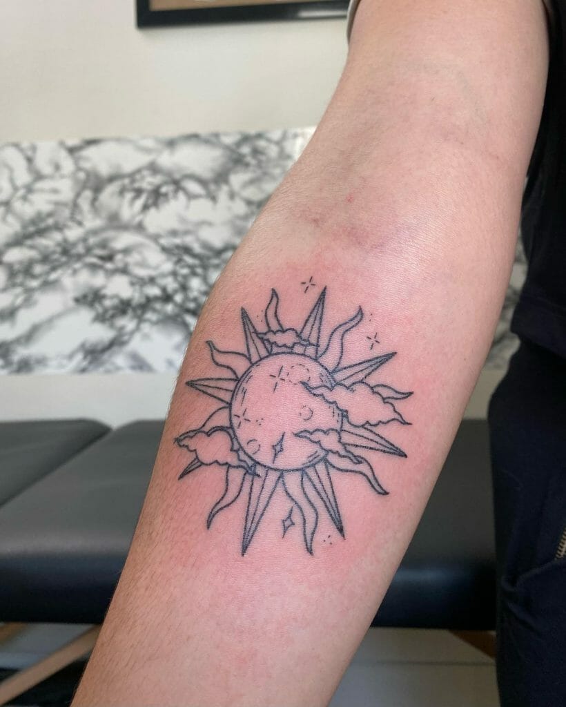 Sun Tattoo With Clouds