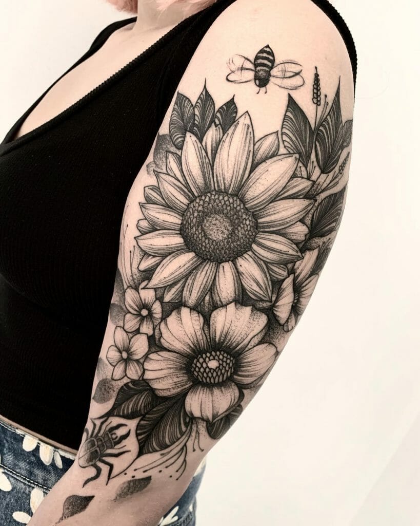 Sunflower Sleeve Tattoo