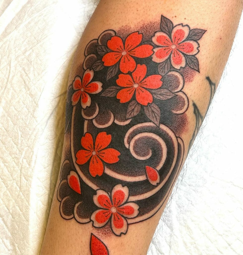 The Colorful Cherry Blossom Flower Tattoo