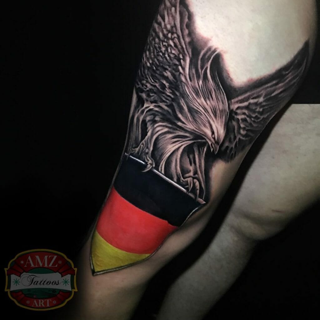 The Eagle With German Flag Tattoo