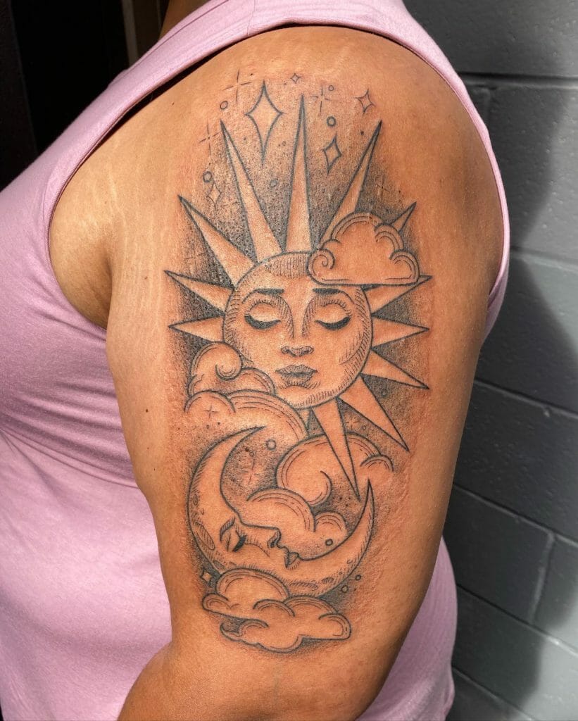 The Sun & Moon Face Tattoo