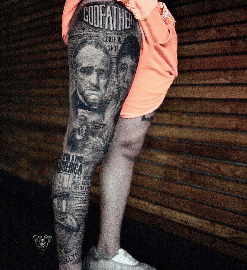 The World Is Your Scarface Leg Tattoos