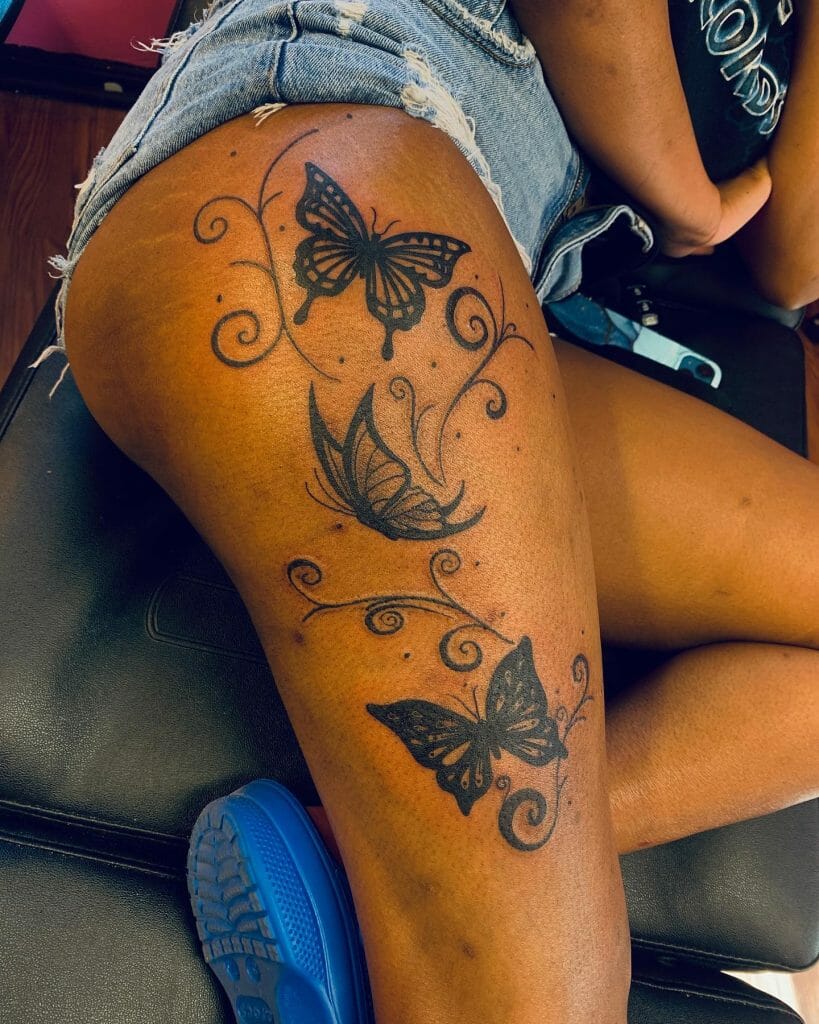 Thigh Butterfly Tattoo