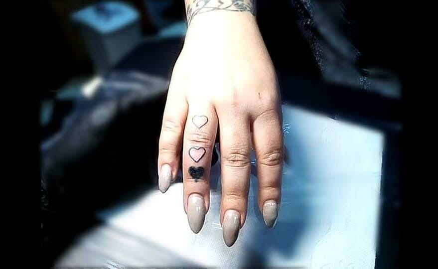 Three Hearts Finger Tattoo
