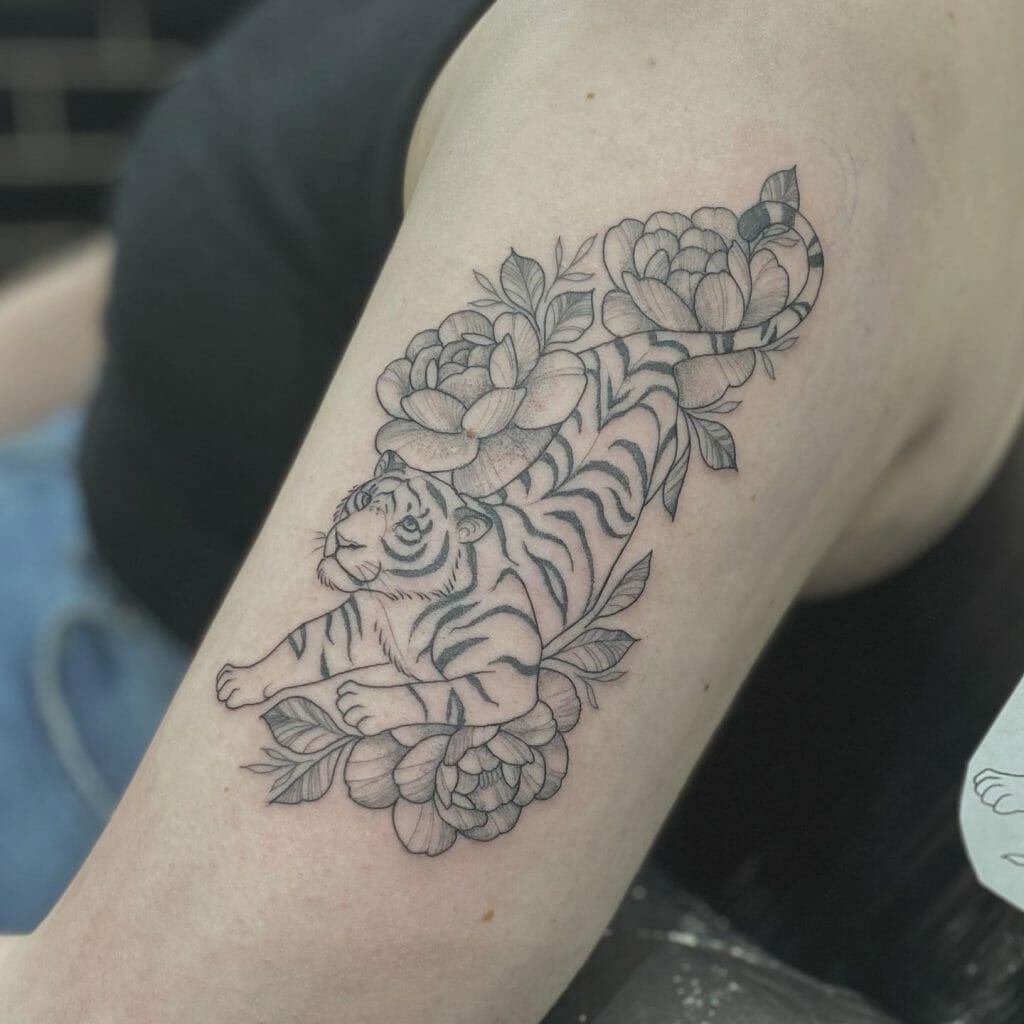 Tiger and Rose Tattoo