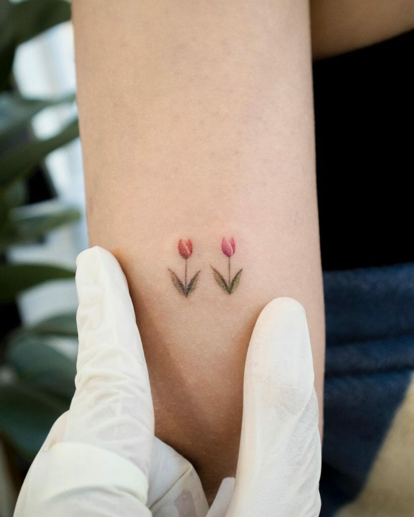 Tulip Floral Arm Tattoo