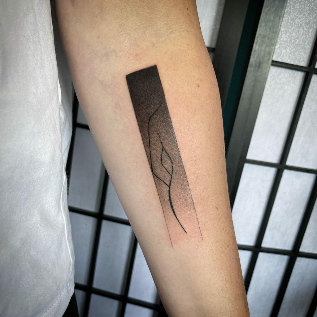 Unconventional Line Tattoo Design With Shading Effect