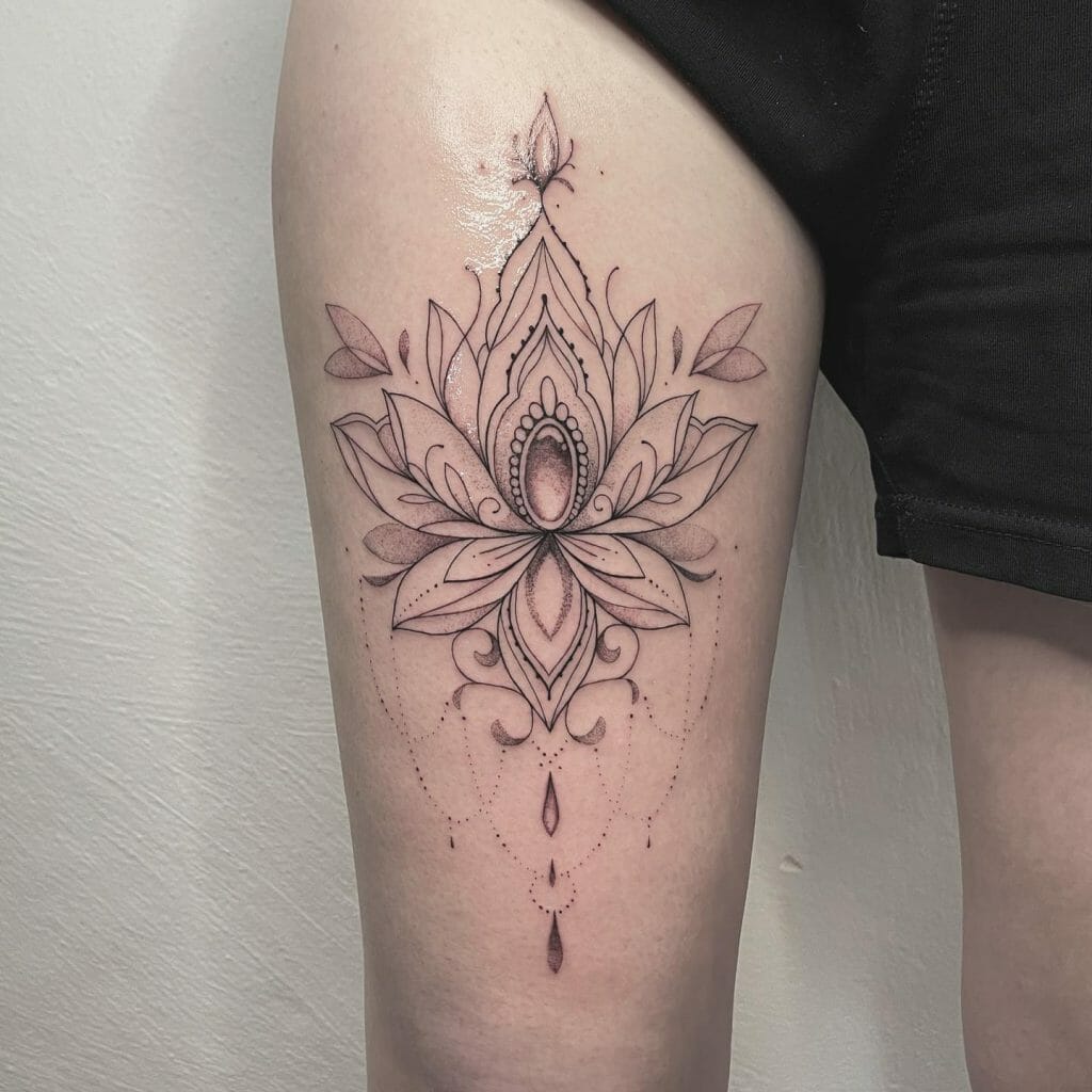 Unique Shape Mandala Lotus Tattoo