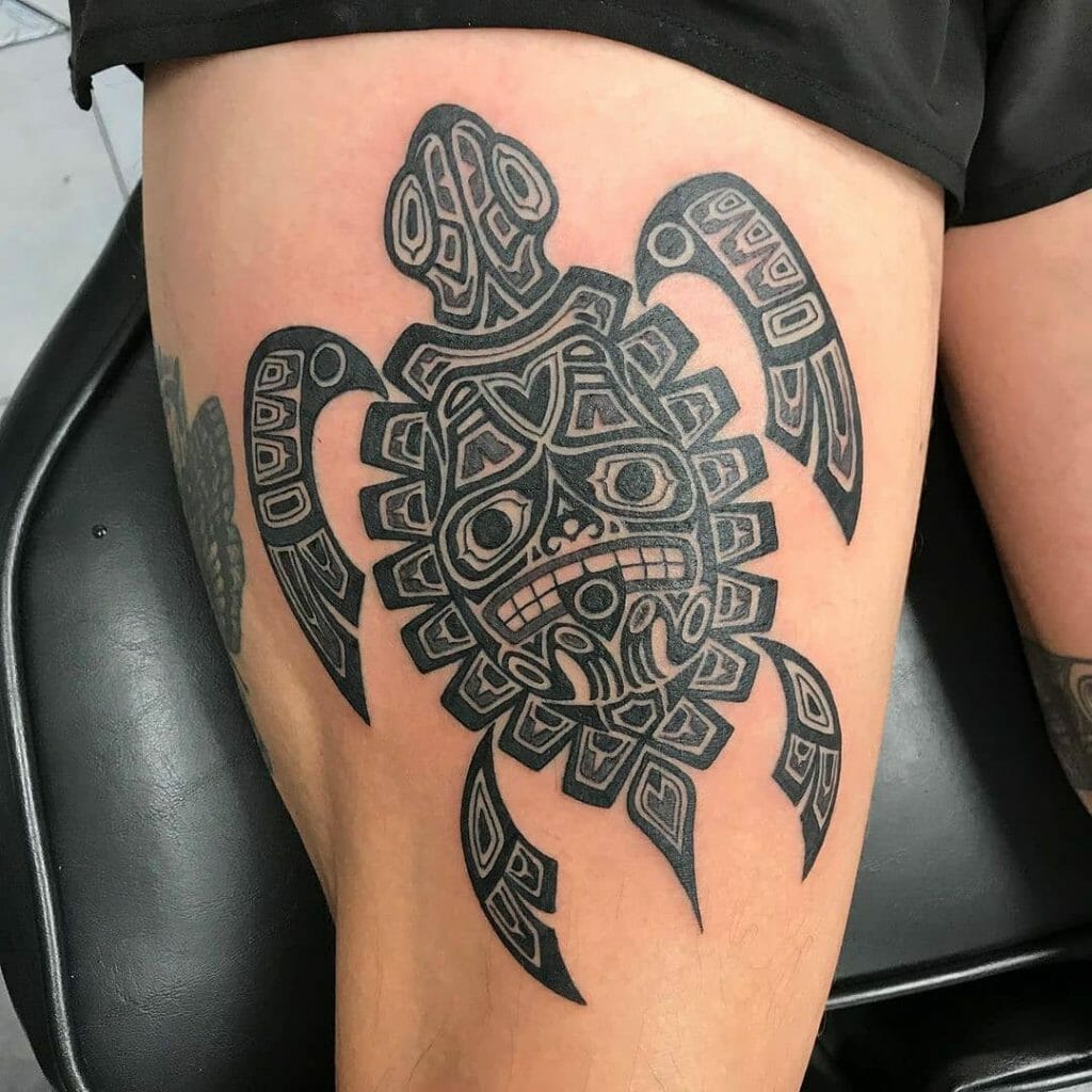 Unique Shell Design Tribal Turtle Tattoo