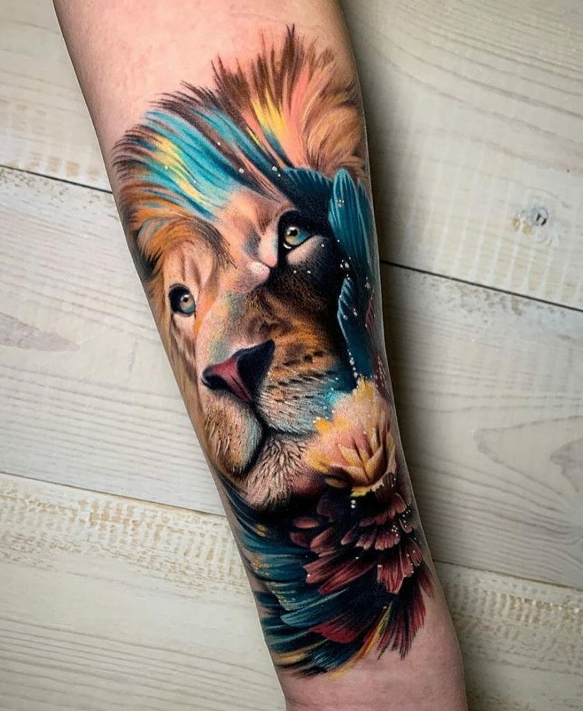 Vibrant Lion Tattoo