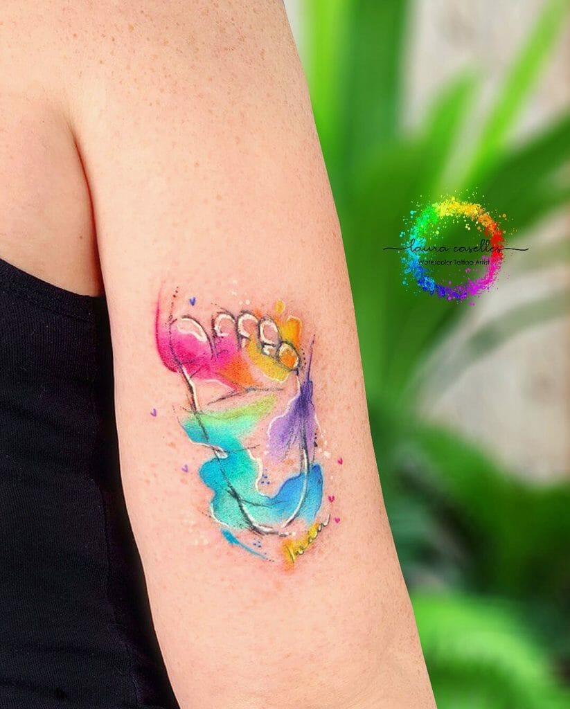 Vibrant and Beautiful Tattoo of Baby Footprint