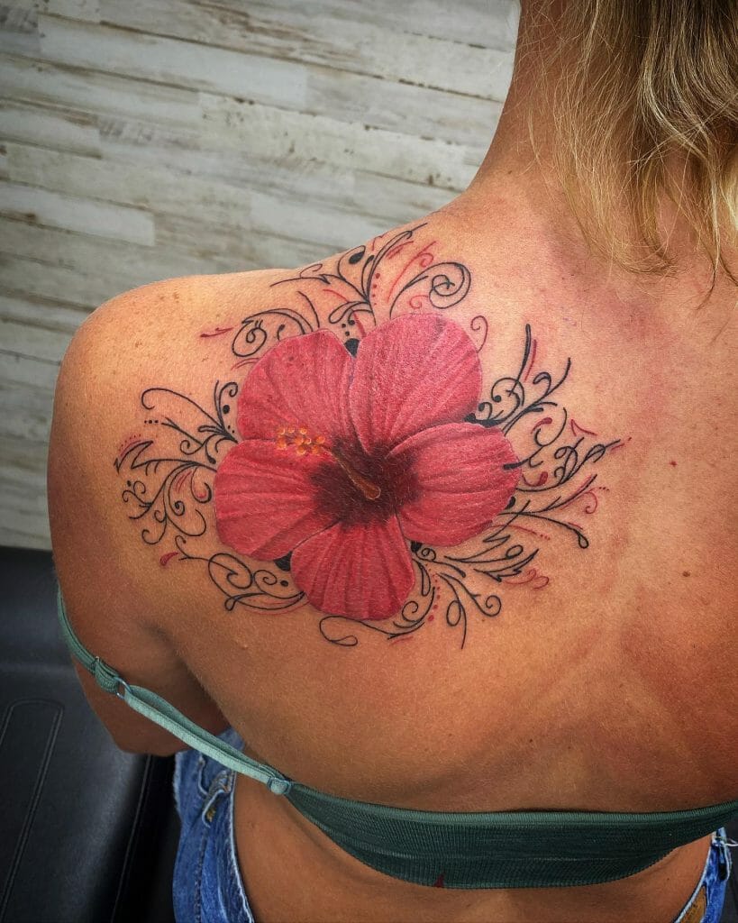 Watercolour Back Flower Tattoo