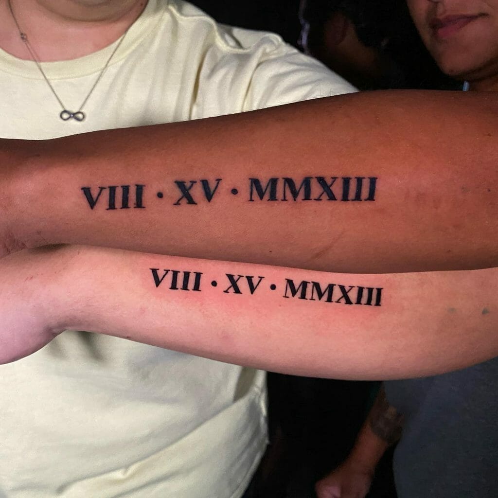 Wedding Date Tattoos For Couples In Roman Numerals