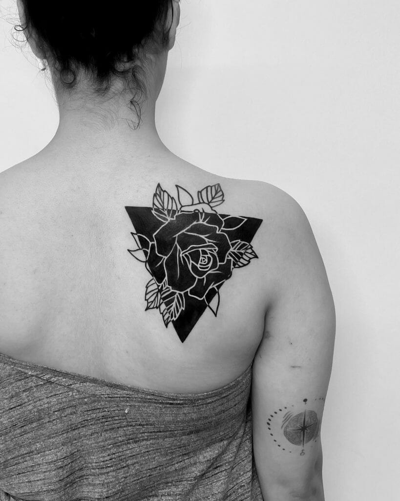 White On Black Rose Tattoo Ideas With Simple Design