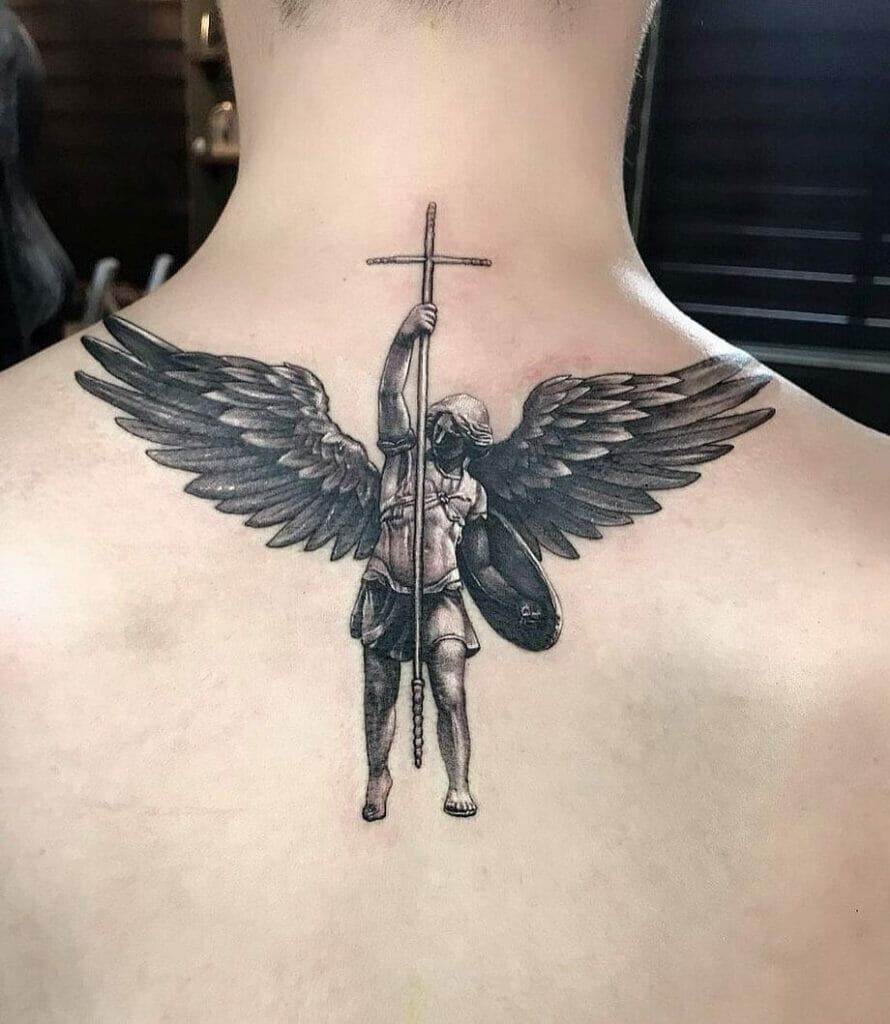 St. Michael Tattoo With Scepter