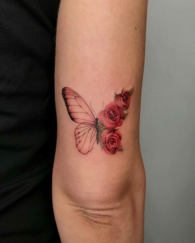 Tattoo uploaded by Roy Olislagers  Butterfly and rose butterfly rose  tattoo  Tattoodo