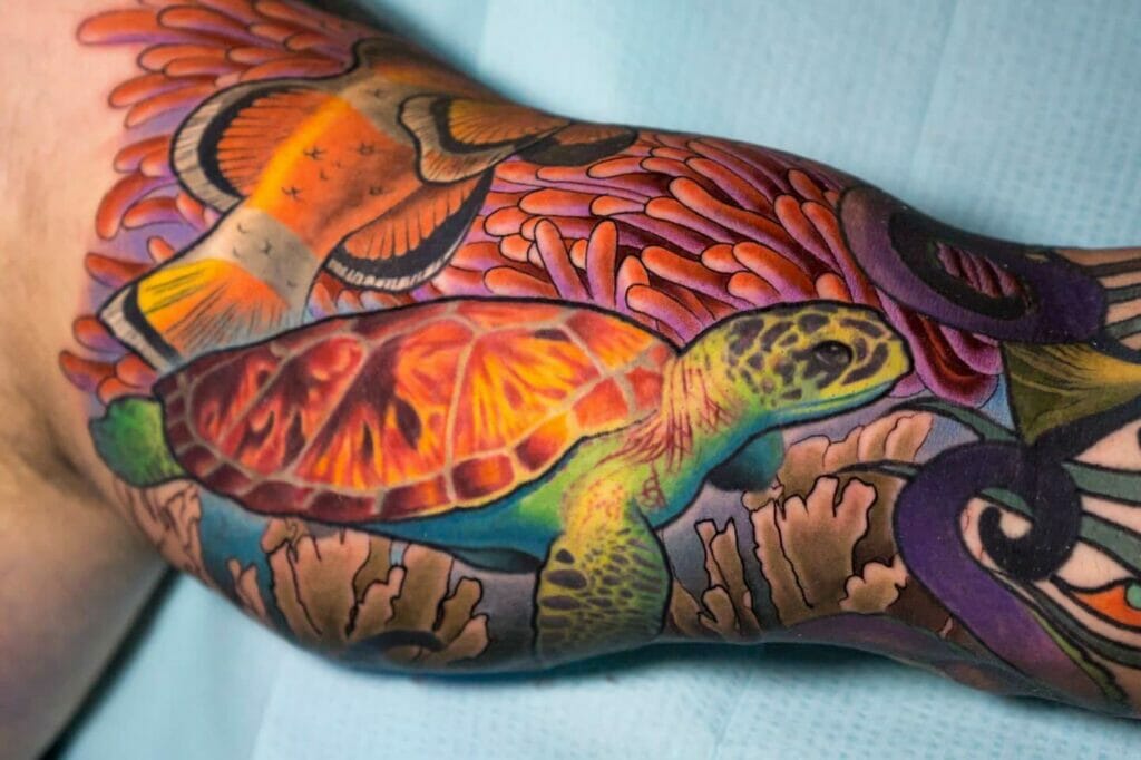 Colorful Underwater World Tattoo