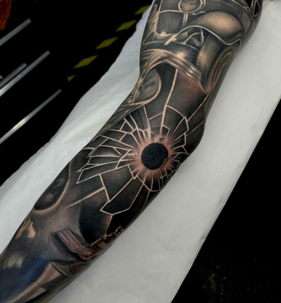 Bullet Hole Full Sleeve Tattoo