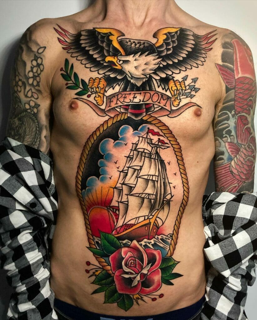 Eagle Sailor Chest Tattoo