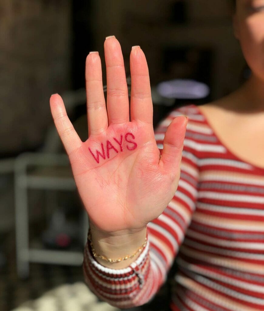 Small W.A.Y.S. Tattoo On Palm