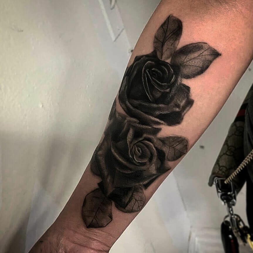 Hyper-Realistic Perfectly Covered Black Rose Ink
