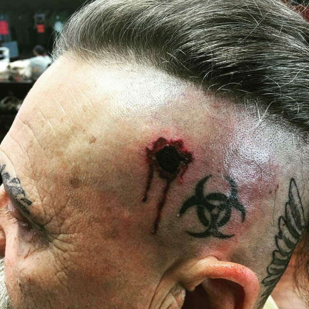 Head Bullet Hole Tattoo
