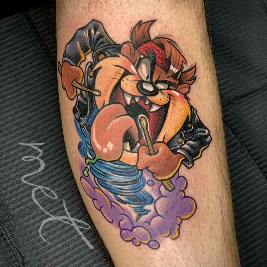 The Rockstar Cartoon Character Tasmanian Devil Tattoo