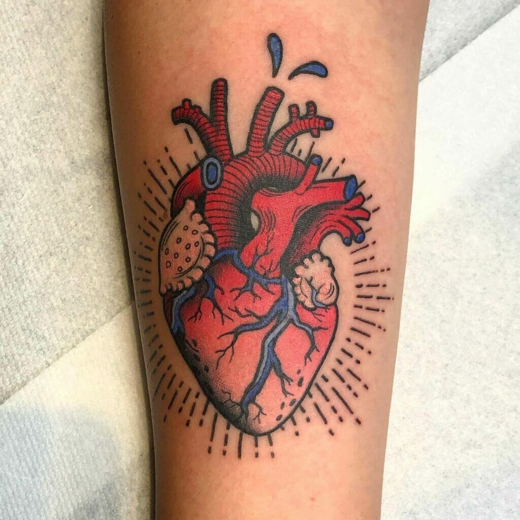 Anatomical Beating Heart Tattoo