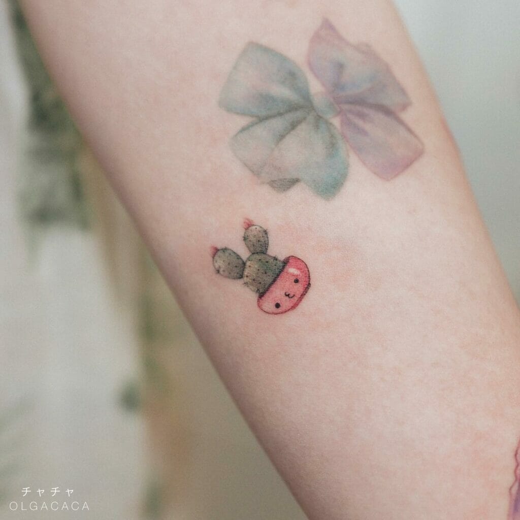 Adorable and Minimalist Baby Cactus Tattoo Design