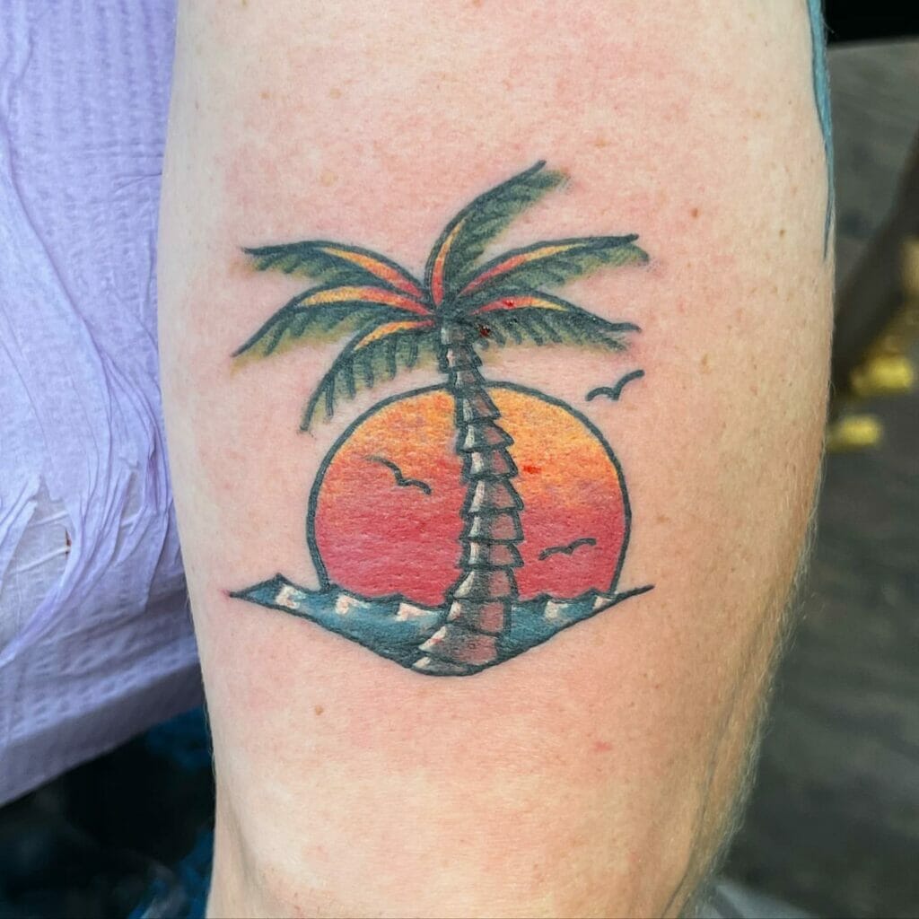 Palm Tree Beach Tattoo