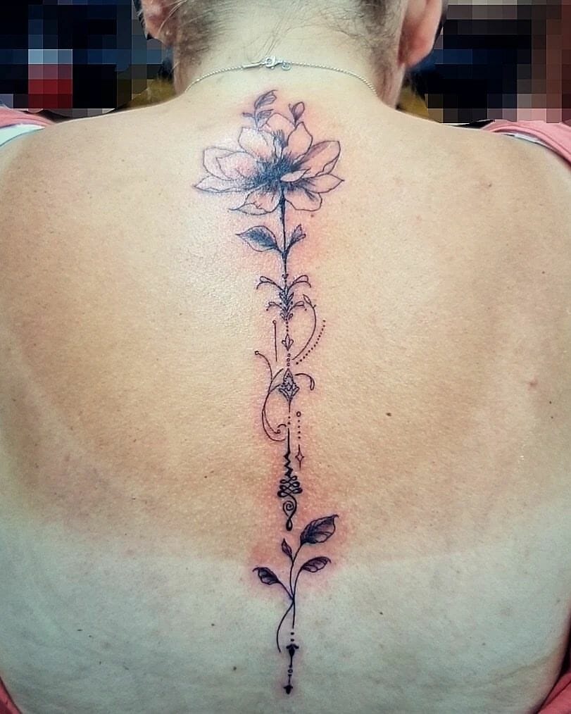 Unalome Lotus Temporary Tattoo